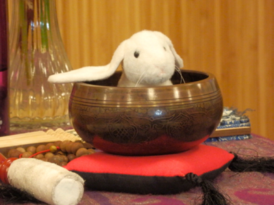 meditation bell with bunny